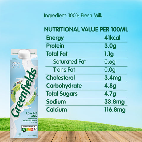 Greenfields ESL Milk 1L (Low Fat)