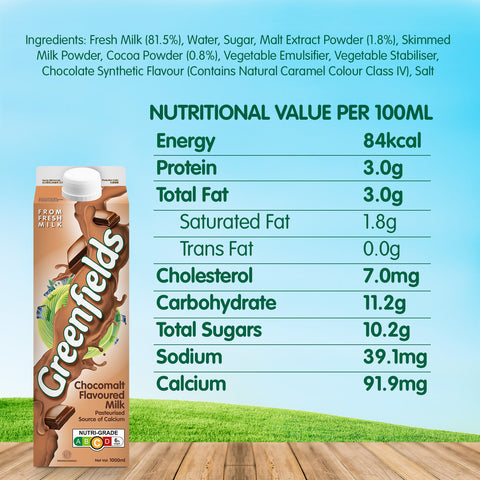 Greenfields ESL Milk 1L (Chocolate Malt )