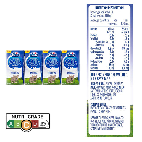 Pauls UHT Kids Milk (Original) 110ML 12 X 4Packs