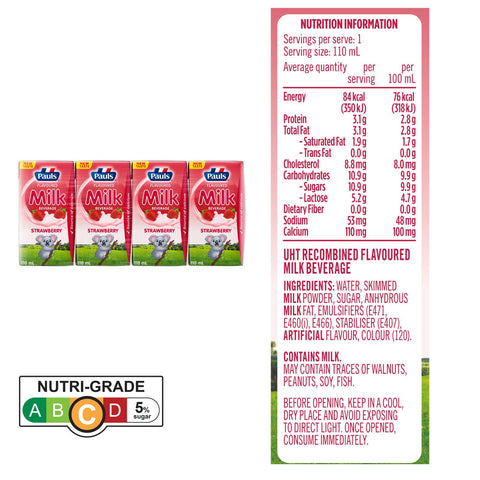Pauls UHT Kids Milk (Strawberry) 110ML x 4Packs