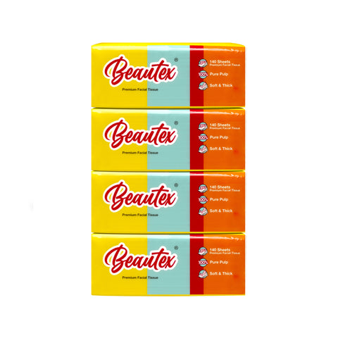 Beautex 3 Ply Softpack Facial Tissues 4 x 140s