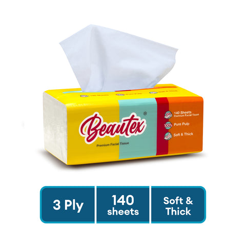 Beautex 3 Ply Softpack Facial Tissues 4 x 140s