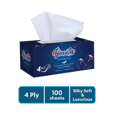 Beautex 4Ply Pure Pulp Box Tissue 5 x 100s