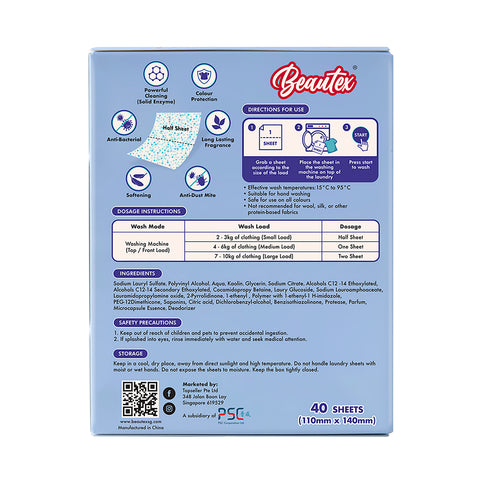 Beautex 6 in 1 Laundry Detergent Sheets 40s