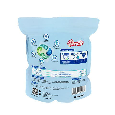 Beautex 6 In 1 Deep Cleaning Glamour Blossom Laundry Capsule 45S Refill Pack