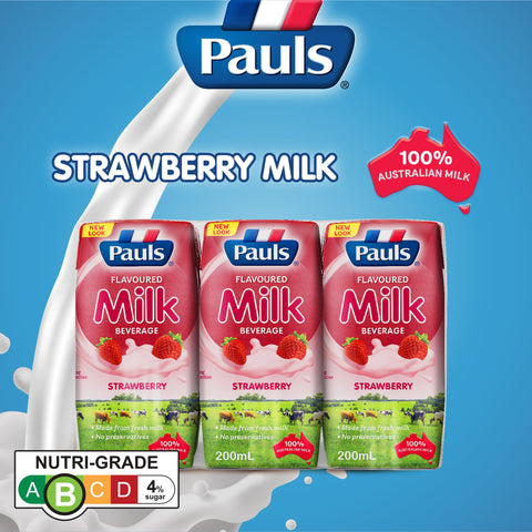 Pauls UHT Milk (Strawberry) 200ML x 4 x 6Packs Carton Sales