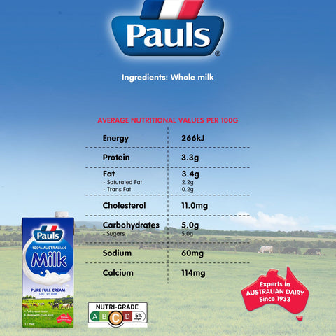 Pauls UHT Milk 1L (Pure Full Cream)