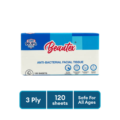 Beautex 3 Ply Anti-Bacterial Facial Tissues 8 x 4 X 120S Carton Sales