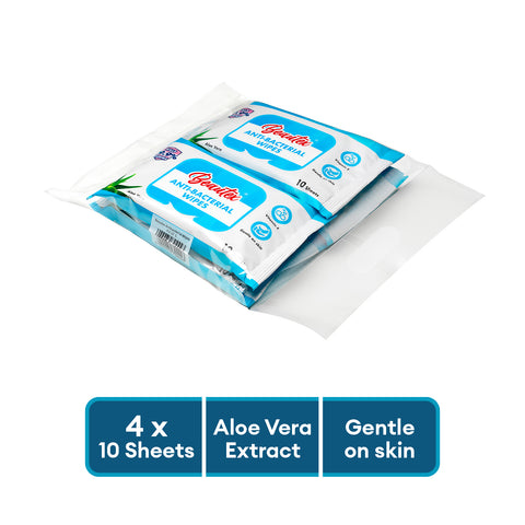 Beautex Anti-bacterial Wipes Aloe Vera 4 Packs x 10S