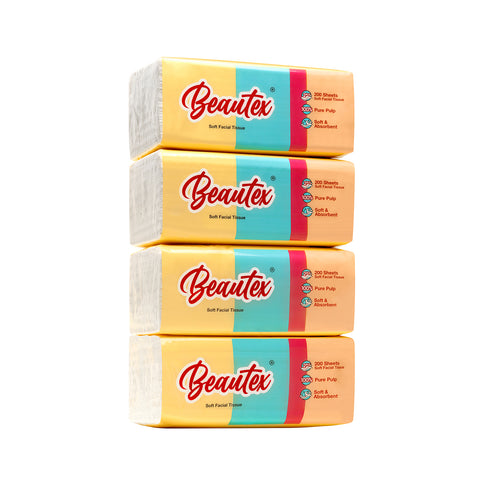 Beautex 2Ply Pure Pulp Soft Pack 4 X 200S Tissues