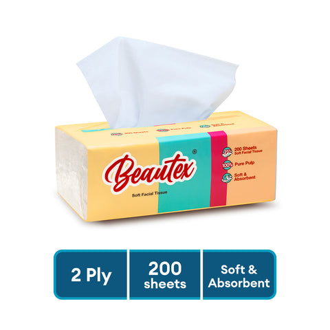 200 sheets Beautex 2-Ply Pure Pulp Soft Tissues
