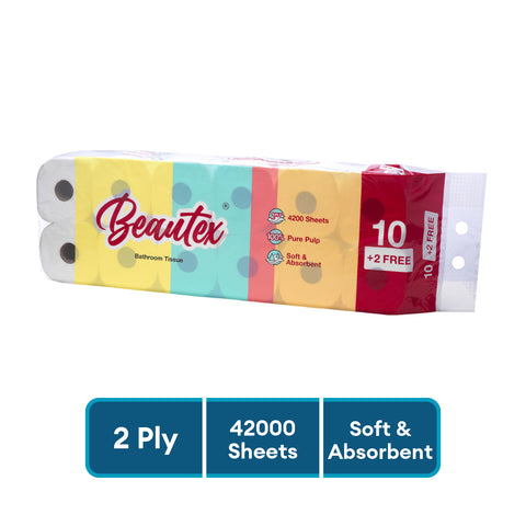 Beautex 2 Ply (10 + 2) Toilet Roll 350 Sheets