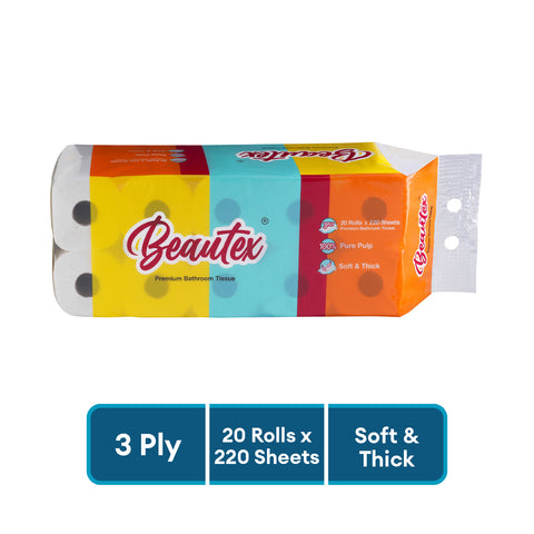 Beautex Toilet Roll 3 Ply Toilet Paper 20 Rolls x 220S