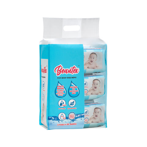 Beautex Pure Water Baby Wipes 3 x 80s
