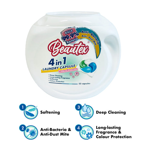 Beautex 4 In 1 Antibacterial And Anti - Dust Mite Laundry Capsule 52s