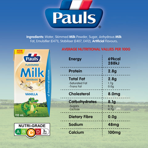 Pauls UHT Kids Milk (Vanilla) 110ML 12 X 4Packs