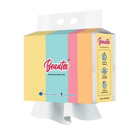 Beautex 2 Ply Hanging Towel 8 Packs x 200S With Hook Carton Sales