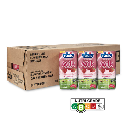 Pauls UHT Milk (Strawberry) 200ML x 4 x 6Packs Carton Sales