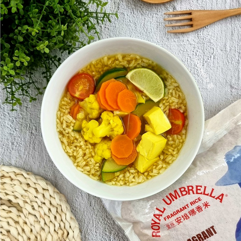 Royal Brown Rice in Vegetable Turmeric Soup