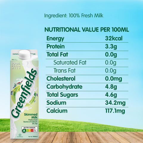 Greenfields ESL Milk 1L (Skimmed)- (Buy 2 at $6.65)