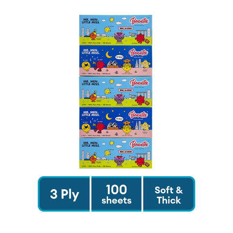 Beautex Mr Men Little Miss 3 Ply 5 Boxes x 100S