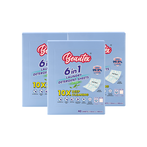 Beautex 6 in 1 Laundry Detergent Sheets (3 boxes x 40S) Bundle Sales