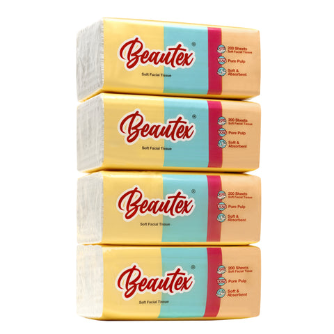 Beautex 2 Ply Pure Pulp Soft Pack Tissue (4 packs x 200S)