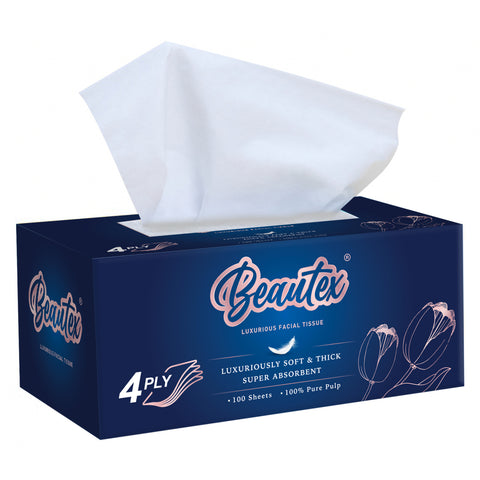 Beautex 4 Ply Pure Pulp Tissue Box 10 x (5 boxes x 100S) Carton Sales