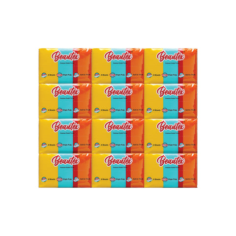 Beautex 3 Ply Pure Pulp Pocket Tissue 6 x (12 packs x 8S)