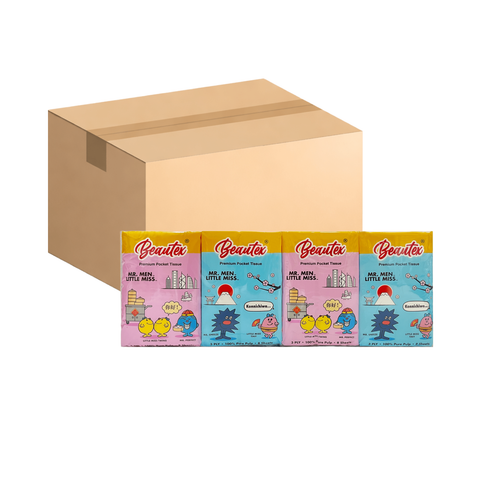 Beautex 3 Ply Mr. Men Little Miss Pocket Tissue 18 x (12 packs x 8S) Carton Sales