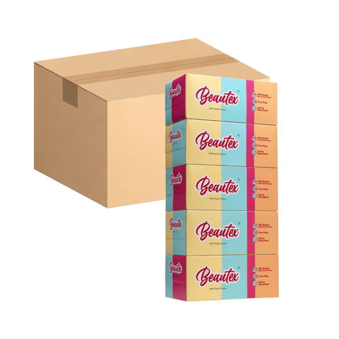 Beautex 2 Ply Tissue Box 10 x (5 packs x 200S) Carton Sales