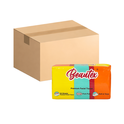Beautex 3 Ply Premium Facial Tissue Travel Pack 72 x 50S (Carton Deal)