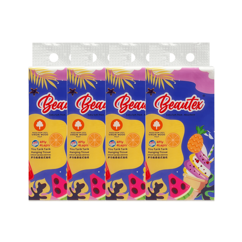 Beautex 4 Ply Hanging Tissue (4 packs x 250S) Bundle Sales