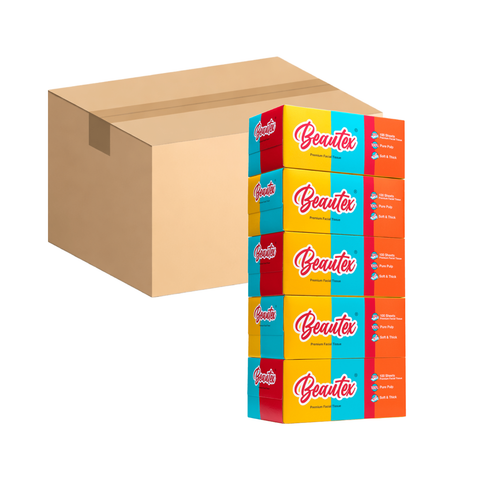 Beautex 3 Ply Facial Tissue Box 10 x (5 boxes x 100S) Carton Sales