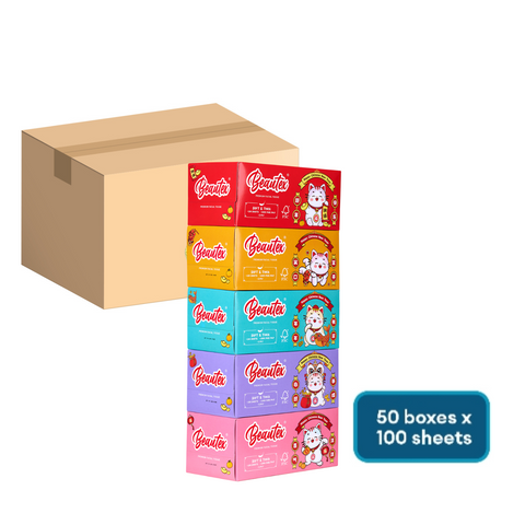 Beautex 3 Ply CNY Tissue Box 10 x (5 boxes x 100s) Carton Sales