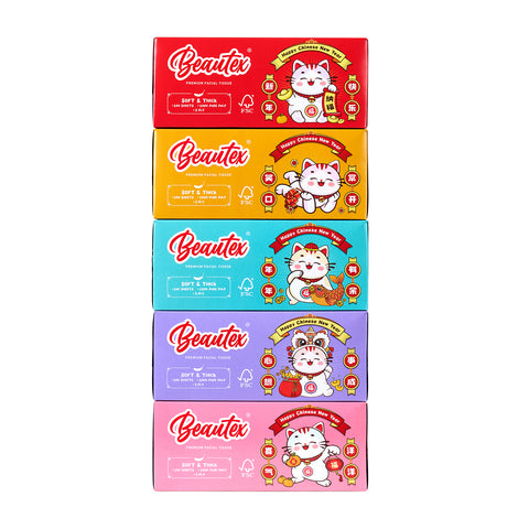 Beautex 3 Ply CNY Tissue Box (5 boxes x 100s)