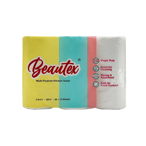 Beautex 2 Ply Kitchen Towel 4 x (6 rolls x 70S) Carton Sales