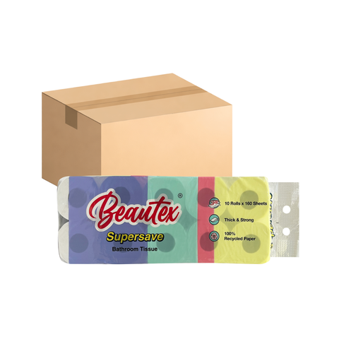 Beautex 2 Ply Supersave Bathroom Tissue 3 x 3 x (10 rolls x 160S) Carton Sales