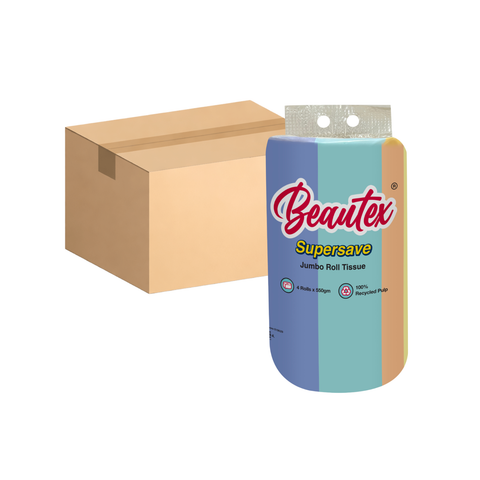 Beautex 2 Ply Supersave Jumbo Roll Tissue 4 x (4 rolls x 550gm) Carton Sales
