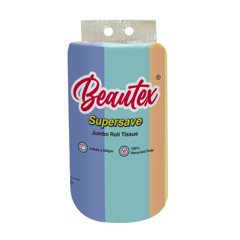 Beautex Supersave Jumbo Roll Tissue 4 Rolls x 550gm