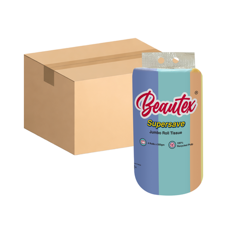 Beautex Supersave 2 Ply Jumbo Roll Tissue 16 x 550GM (Carton Deal)