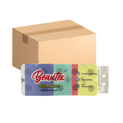 Beautex Supersave 2 Ply Bathroom Tissue 90 x 160S (Carton Deal)