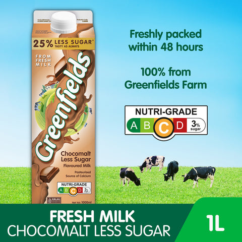 Greenfields ESL Milk 1L (Chocolate Malt Less Sugar)