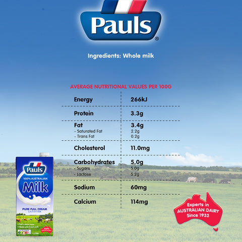 Pauls UHT Milk 1L (Pure Full Cream)