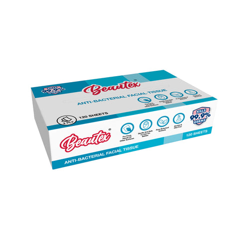 Beautex 3 Ply Anti-Bacterial Facial Tissues 8 x 4 X 120S Carton Sales