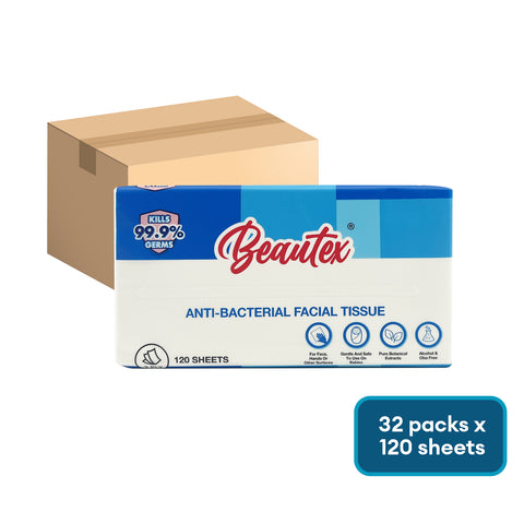 Beautex 3 Ply Anti-Bacterial Facial Tissues 8 x 4 X 120S Carton Sales