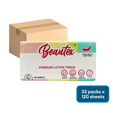 Beautex 3 Ply Premium Lotion Tissues 8 x 4 X 120s Carton Sales