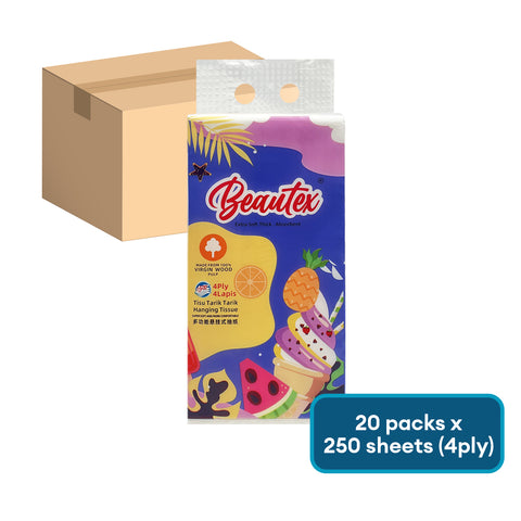 Beautex 4 Ply Hanging Tissue 20 Pack x 250S Carton Sales