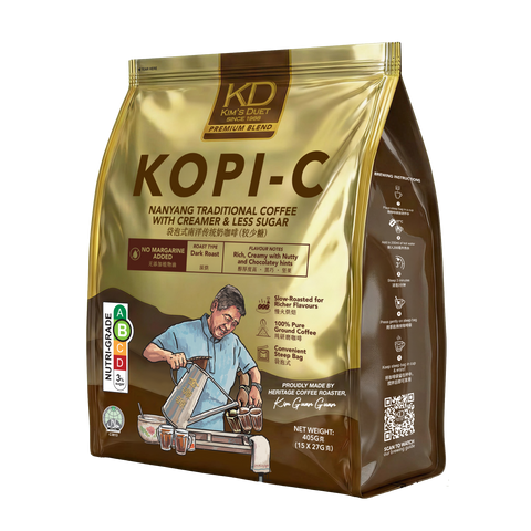 Kim's Duet Kopi-C (Nanyang Traditional Coffee with Creamer & Less Sugar) 27G x 15 sachets