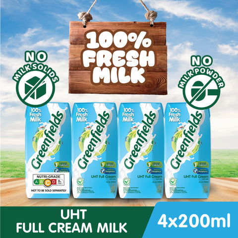 Greenfields UHT Milk 4 x (4 packs x 200ML) - (Full Cream) Bundle Sales